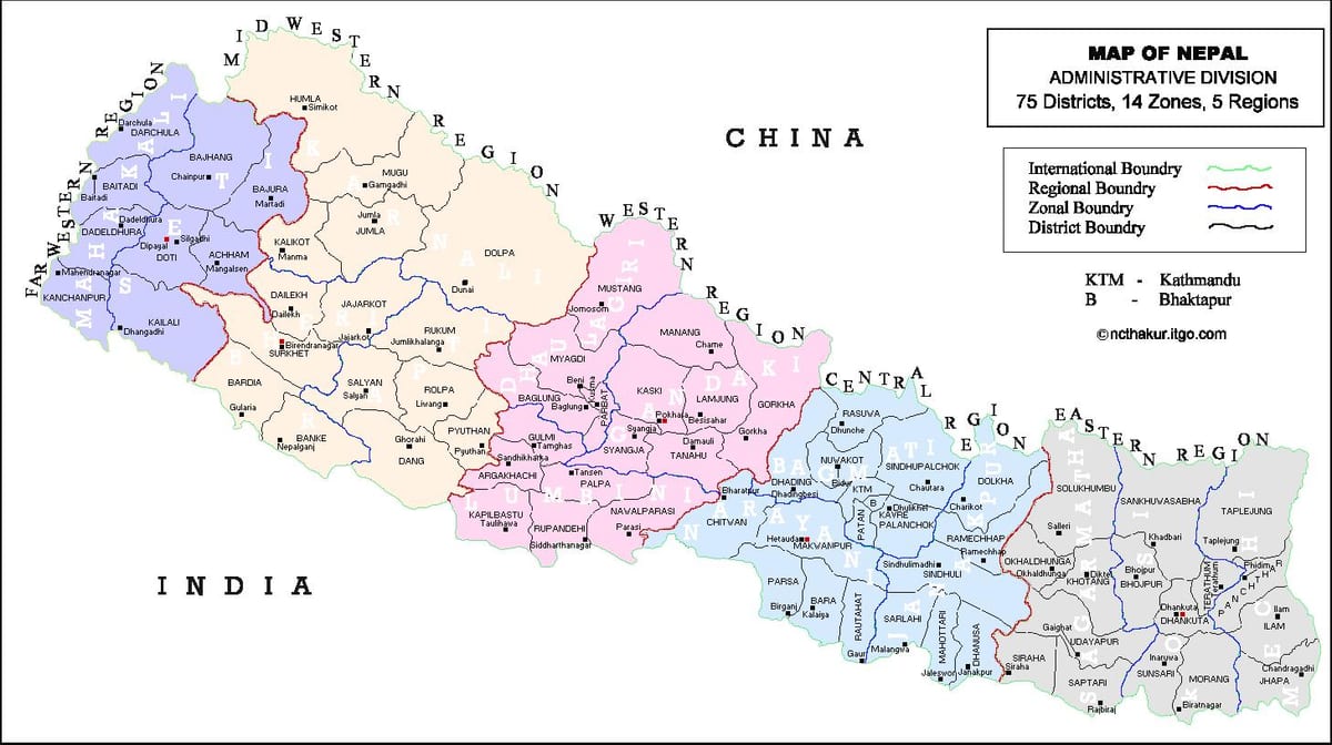 Непал 75 район на карті