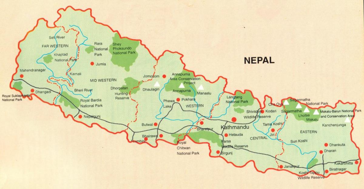 Непал туристична карта безкоштовно