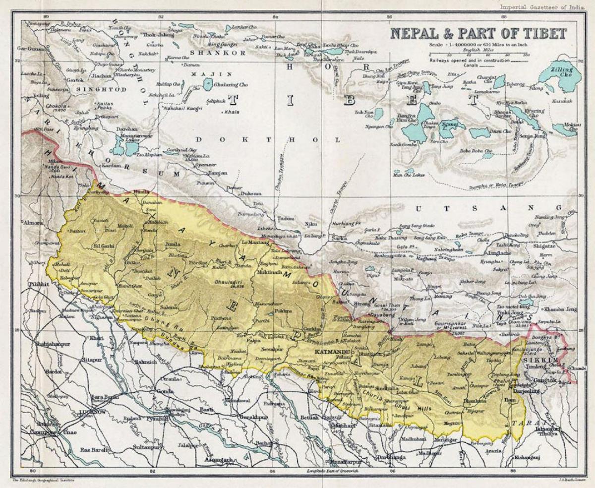Непал стара карта