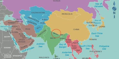 Карта Непалу і сусідніх країн