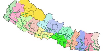 Карта Непалу з основних магістралей