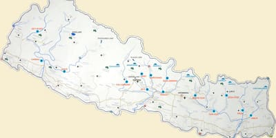 Карта Непалу з озерами