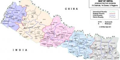 Непал політична карта з районами